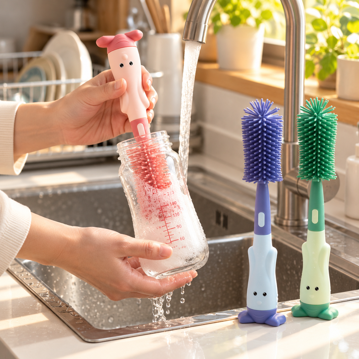 3-in-1 Silicone Baby Bottle Cleaning Brush Set
